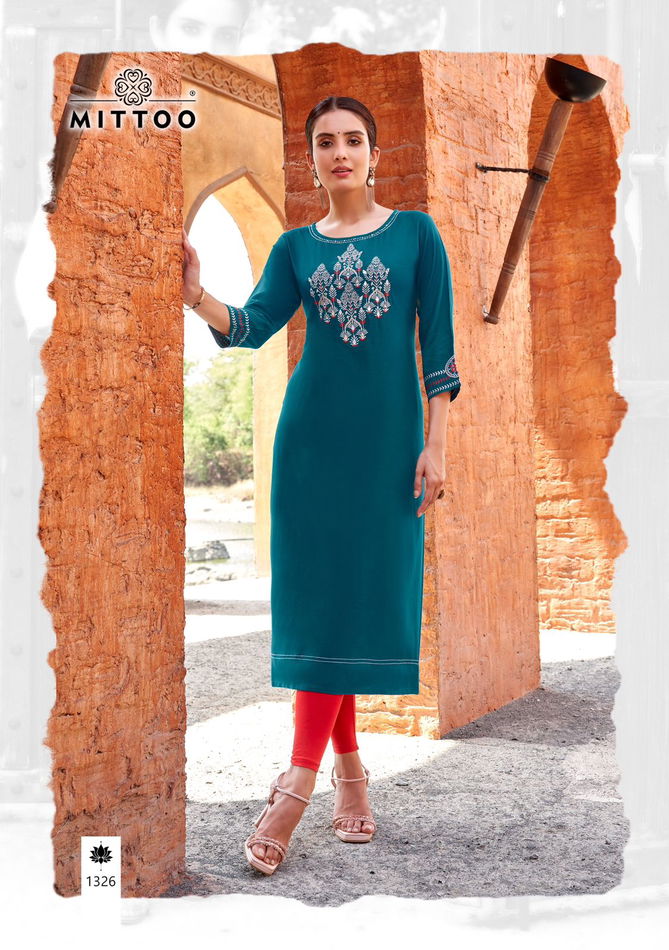 Palak Vol 38 By Mittoo Rayon Embroidery Kurtis Wholesale Shop In Surat
